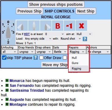 Repairs pulldown list and log entries